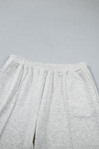 Light Grey Half Zip Polo Tee Loose Pants Plus Size 2pcs Outfit