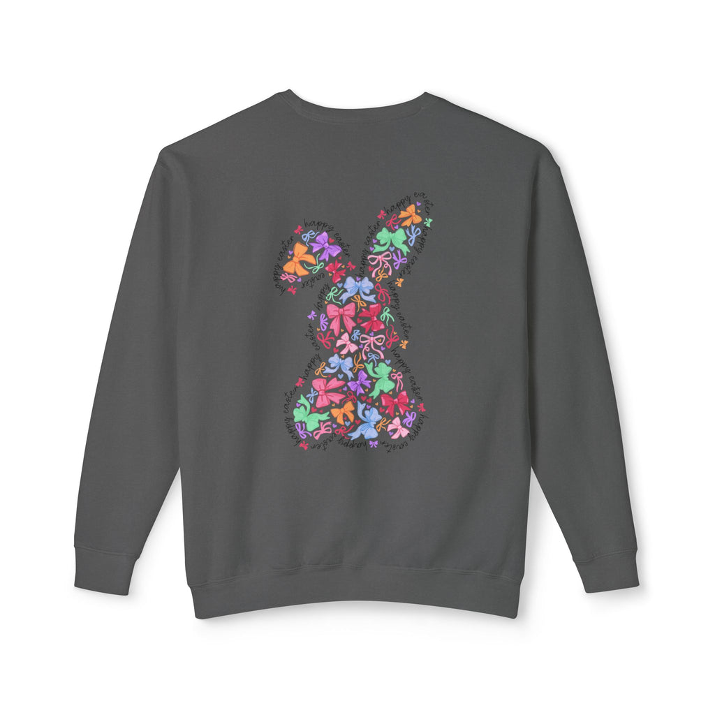 Easter Floral Bunny Crewneck Sweatshirt — Pink Bow Spring Pullover