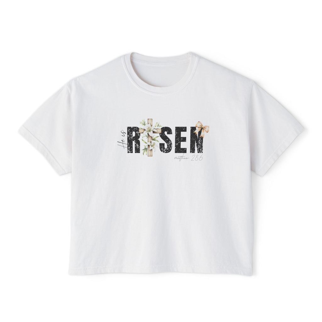 Risen Floral Boxy Tee - Women's Christian Easter Shirt