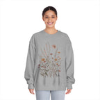 Floral Meadow Crewneck Sweatshirt — Neutral Wildflower Bouquet Graphic