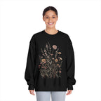 Floral Meadow Crewneck Sweatshirt — Neutral Wildflower Bouquet Graphic