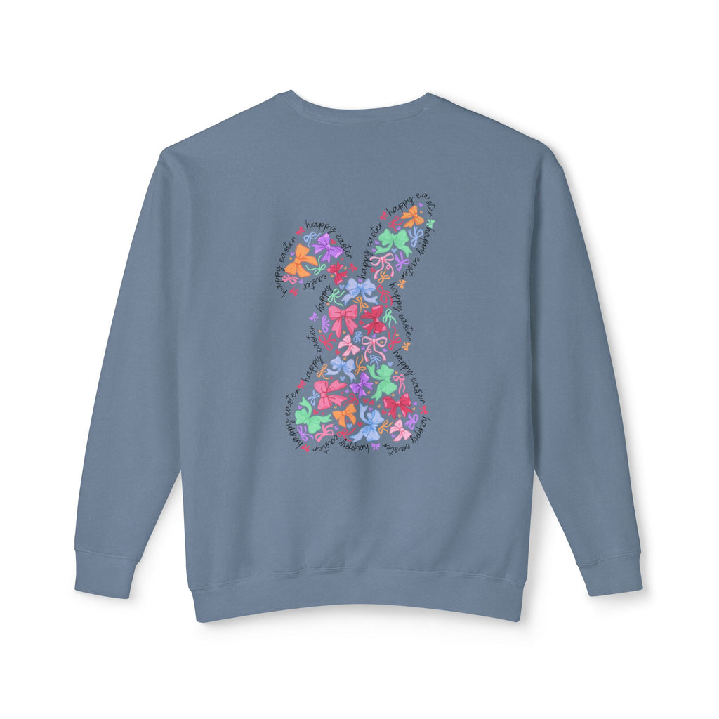 Easter Floral Bunny Crewneck Sweatshirt — Pink Bow Spring Pullover