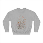 Floral Meadow Crewneck Sweatshirt — Neutral Wildflower Bouquet Graphic