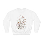 Floral Meadow Crewneck Sweatshirt — Neutral Wildflower Bouquet Graphic