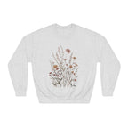 Floral Meadow Crewneck Sweatshirt — Neutral Wildflower Bouquet Graphic
