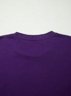 Tillandsia Purple Casual Plain Crew Neck Tee