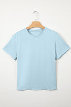 Myosotis Solid Color Round Neck Casual T Shirt