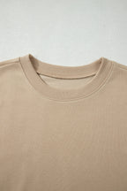 Parchment Solid Color Loose Tee Drawstring Wide Leg Pants 2pcs Outfit