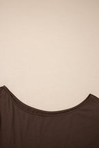 Coffee Plus Size Solid Color Asymmetric Neck Short Sleeve Blouse