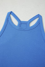 Sky Blue Slim Ribbed Tank Top and Sweatpants Set