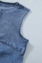 Ashleigh Blue Buttoned Front Slit Denim Vest