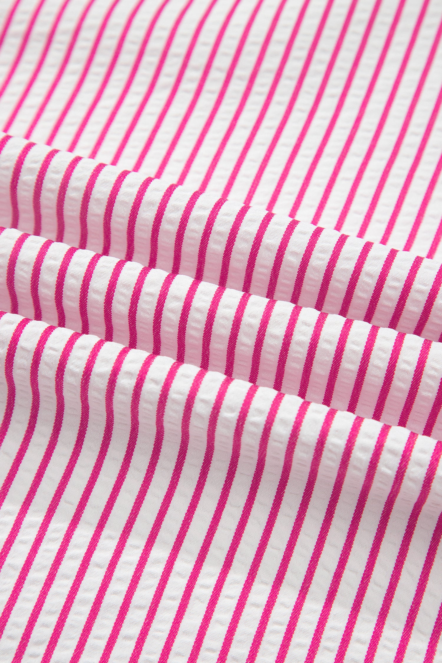 Red Stripe Frilled Detail Half Buttons Short Sleeve Long Dress