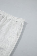 Light Grey Half Zip Polo Tee Loose Pants Plus Size 2pcs Outfit