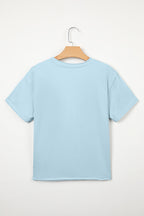 Myosotis Solid Color Round Neck Casual T Shirt