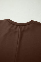 Red Sandalwood Solid Color Long T Shirt Dress with Slits