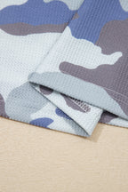 Gray Plus Size Camouflage Print Textured Casual Tee