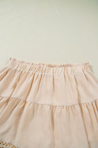 Parchment Plus Size Frilled Elastic Waist Lace Trim Boho Ruffled Shorts