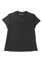 Black Plus Size Sheer Mesh Panel Short Sleeve Top