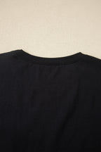 Black Varsity Striped Short Sleeve Crew Neck T Shirt