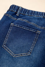 Blue Acid Wash Contrast Lace-up Plus Size Jeans
