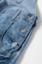 Dusk Blue Adjustable Buckle Barrel Denim Overalls
