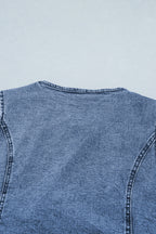 Ashleigh Blue Buttoned Front Slit Denim Vest