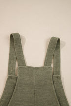 Laurel Green Solid Color Knit Loose Straight Leg Casual Overall Jumpsuit