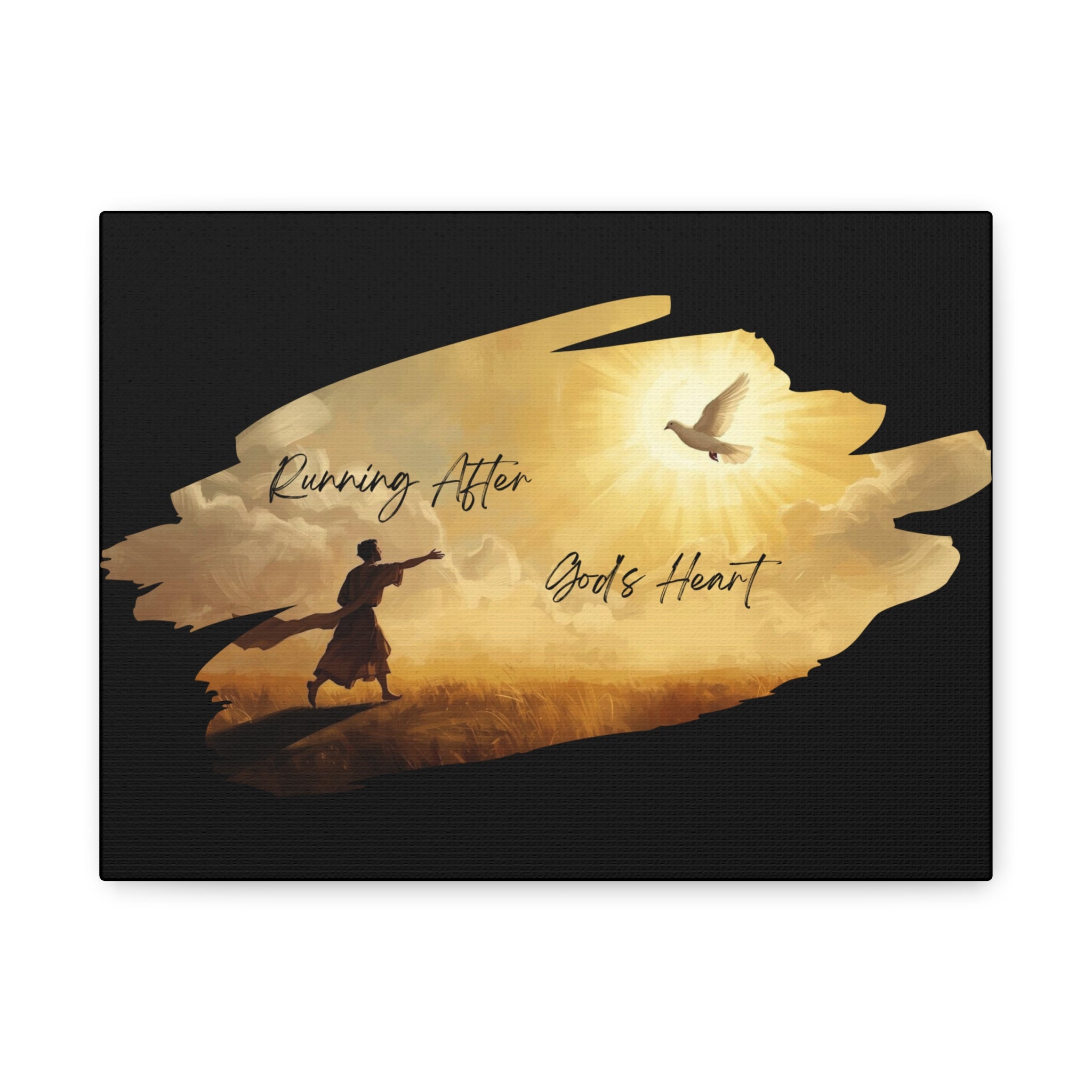 Religious Canvas Art — "Running After God's Heart" Matte Stretched Wall Art