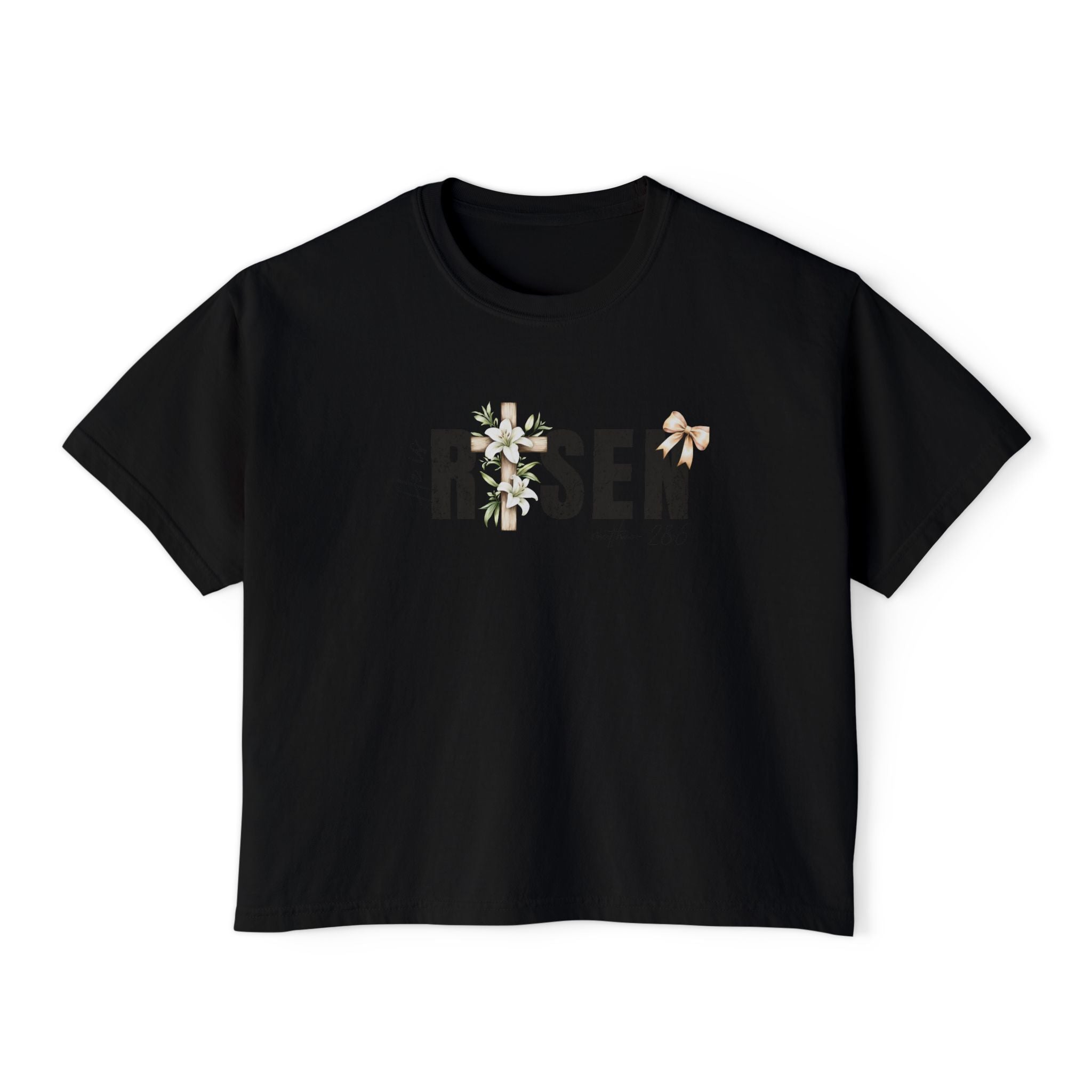 Risen Floral Boxy Tee - Women's Christian Easter Shirt
