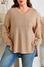 Parchment Plus Size Drop Shoulder Knit Tunic Top