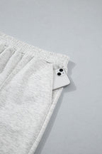 Light Grey Half Zip Polo Tee Loose Pants Plus Size 2pcs Outfit