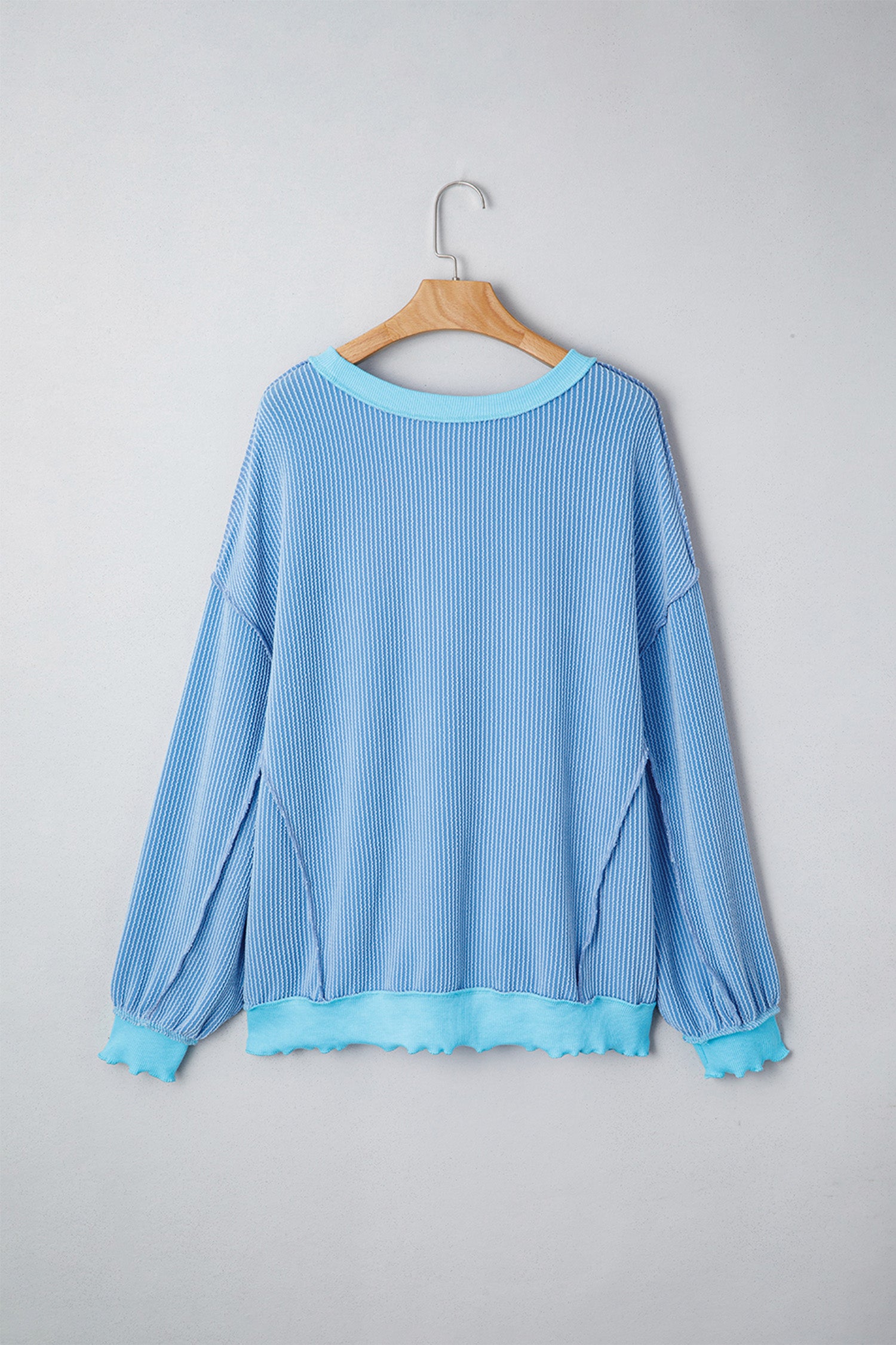 Myosotis Sequin Easter Eggs Twisted Rib Exposed Seam Color Block Top