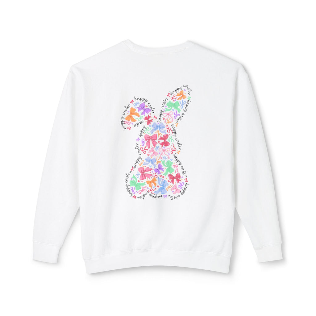 Easter Floral Bunny Crewneck Sweatshirt — Pink Bow Spring Pullover