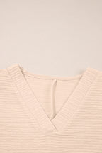 Apricot Textured V Neck T Shirt and Shorts Set