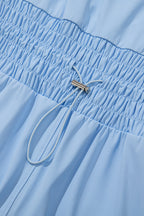 Myosotis Plain Sleeveless Loop Drawstring Cinched Waist Romper