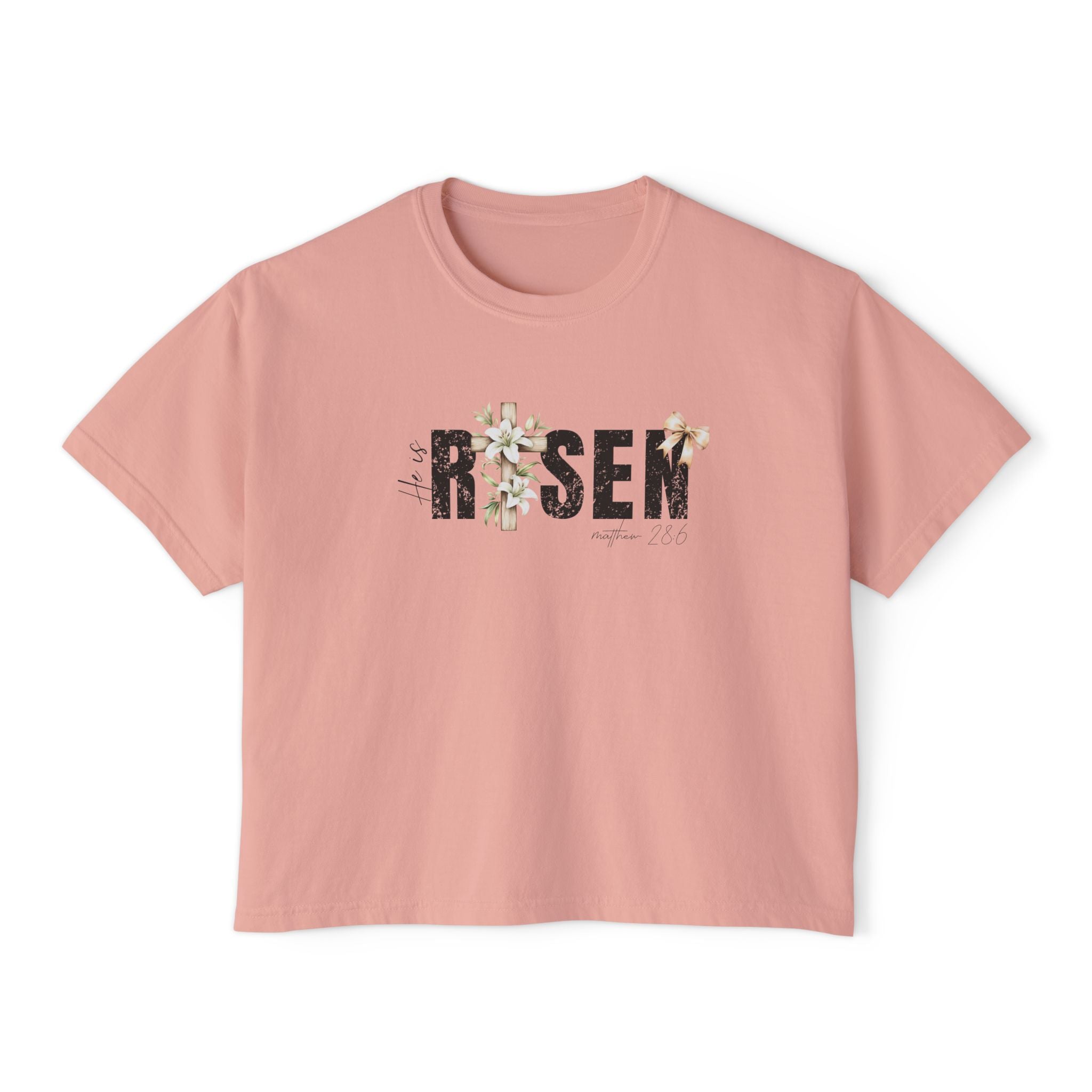 Risen Floral Boxy Tee - Women's Christian Easter Shirt
