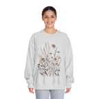 Floral Meadow Crewneck Sweatshirt — Neutral Wildflower Bouquet Graphic