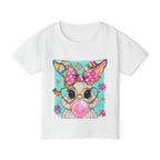 Cute Bunny Bubblegum Toddler T-Shirt — Whimsical Pastel Bunny with Bow & Glasses