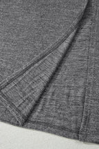 Dark Grey 3pcs V Neck T Shirt Ribbon Knot Pants Open Duster 3pcs Lounge Set