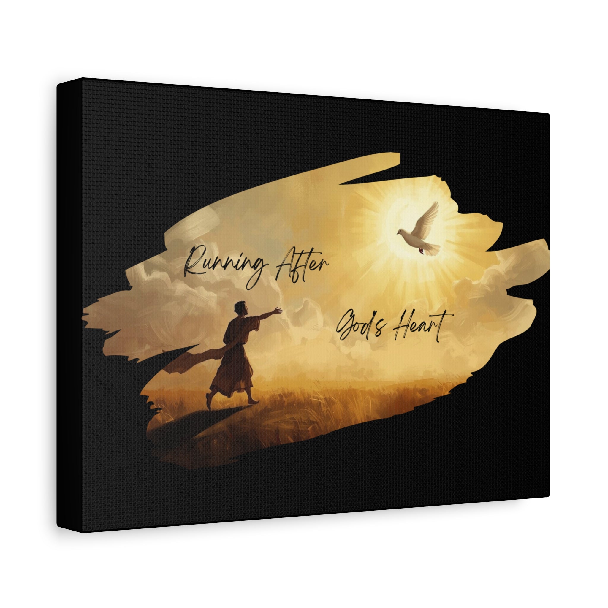 Religious Canvas Art — "Running After God's Heart" Matte Stretched Wall Art