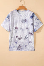 Gray Camouflage Woodland Print Drop Shoulder Tunic Tee
