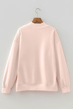 Light Pink Oversize Blessed Embroidered Mock Neck Sweatshirt