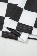 Black Checkerboard Printed Slim Tank Top