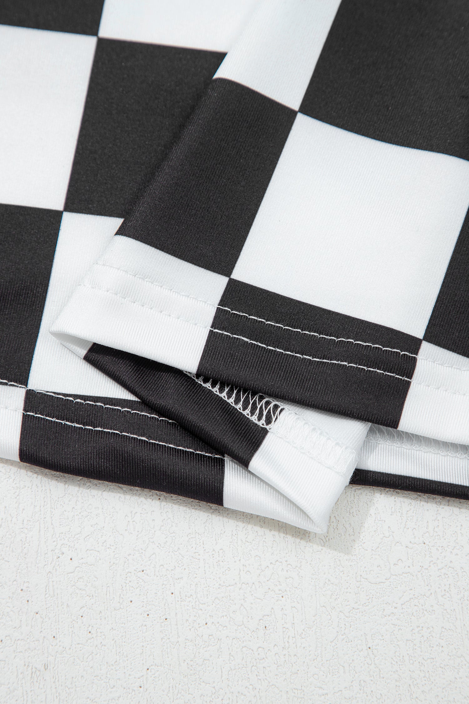 Black Checkerboard Printed Slim Tank Top