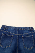 Blue Acid Wash Contrast Lace-up Plus Size Jeans