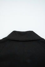 Black Zip Collar Long Sleeve Top Drawstring Pants Set