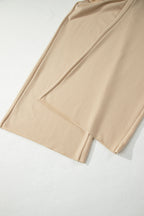 Parchment Solid Color Loose Tee Drawstring Wide Leg Pants 2pcs Outfit