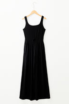 Black Peekaboo Wide Leg Square Neck Sleeveless Jumpsuit