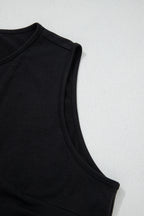 Black Plus Size Solid Color Bow Tie Peplum Tank Top