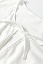 White Plus Size Solid Color Bow Tie Peplum Tank Top